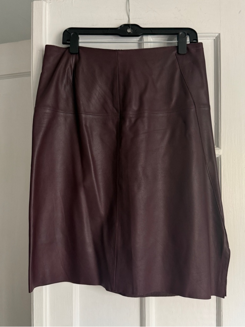 100% Leather Emerson Rose A-Line Skirt in Deep Burgundy